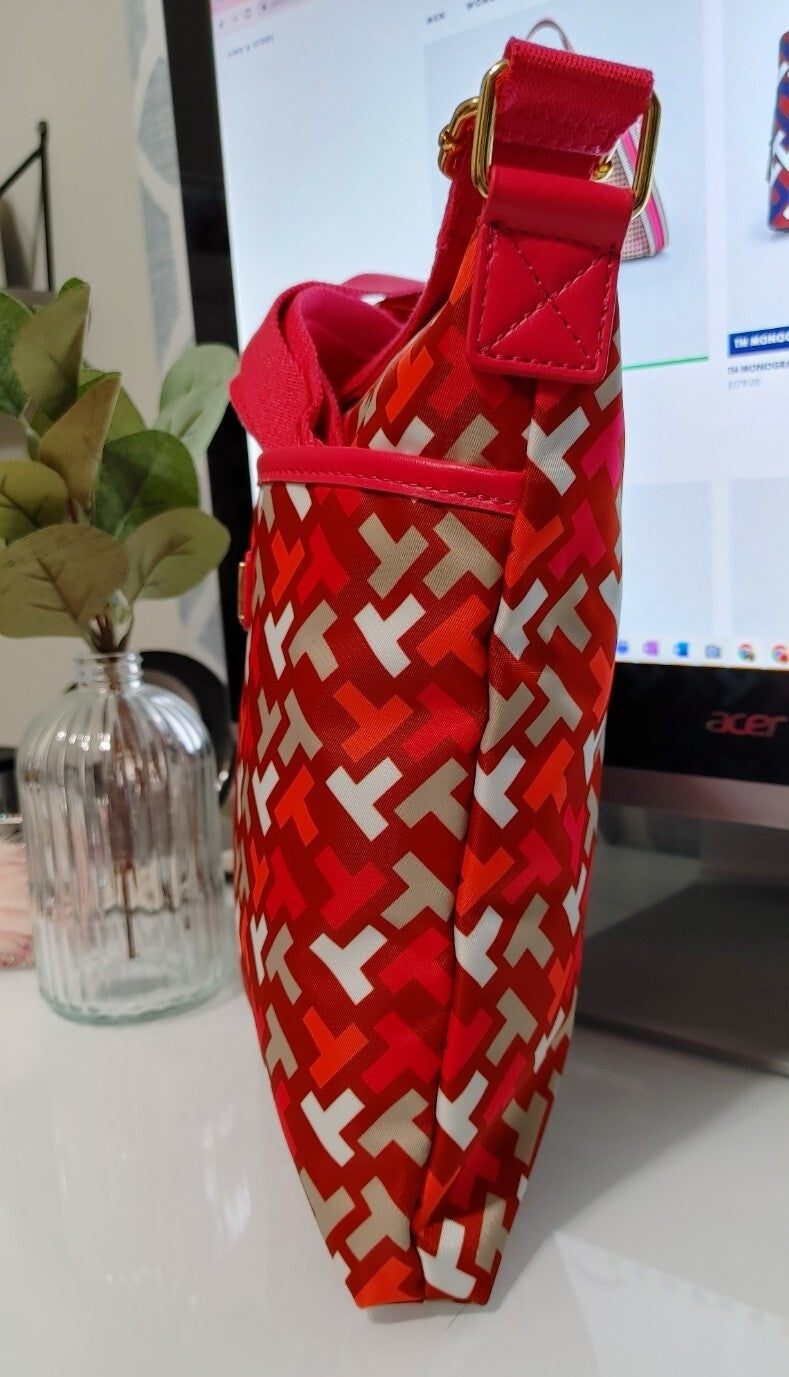 Tommy Hilfiger Logo Neon Pink Crossbody Medium Handbag NWT $78 (Sale $39.99)