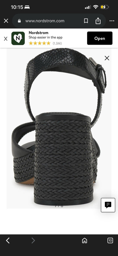Vince Camuto Ranneli Black Two Tone Snake Leather Espadrille Sandals