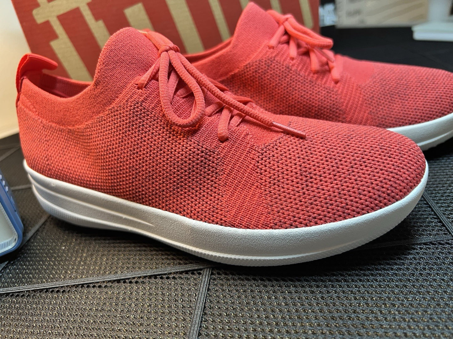 FitFlop Womens F-SPORTY UBERKNIT Athletic Sneakers Breathable Slip on NIN Red
