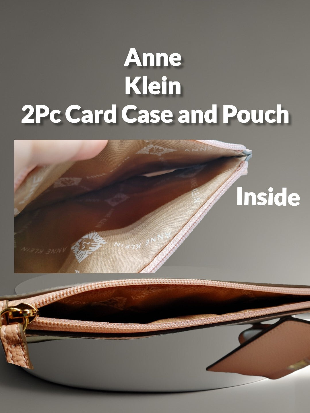 Anne Klein 2-pc Wristlet /Card Case with Pouch in Carnation Pink NWT
