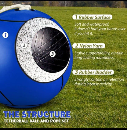 10 ft Tetherball Set with 2 Balls, Portable Replacement Tetherball Ball & Rope