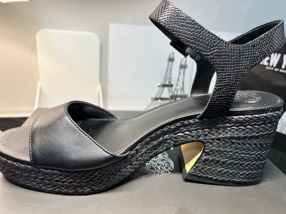 Vince Camuto Ranneli Black Two Tone Snake Leather Espadrille Sandals