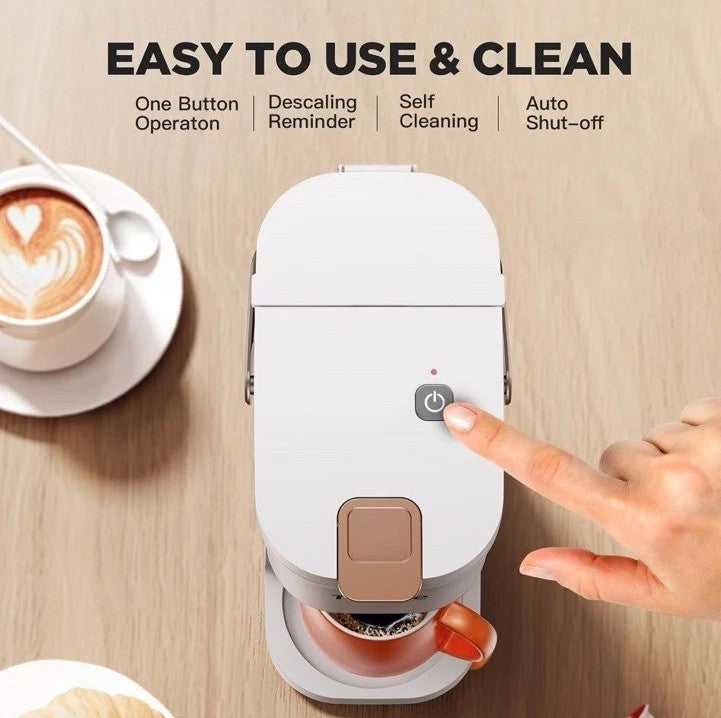 Single Serve One Cup Coffee Maker, for K Cups and Grounds, Mini Coffee Maker
