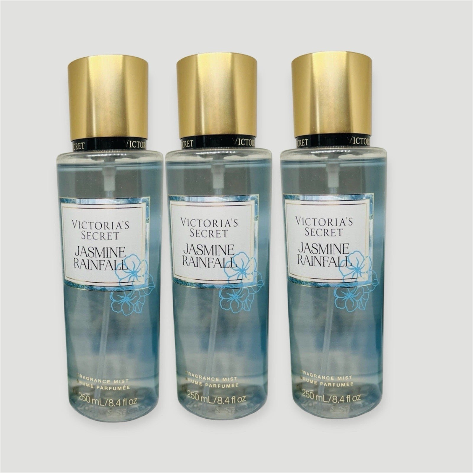 VICTORIAS SECRET Jasmine Rainfall Limited Edition Fragrance Mist 3 bottles