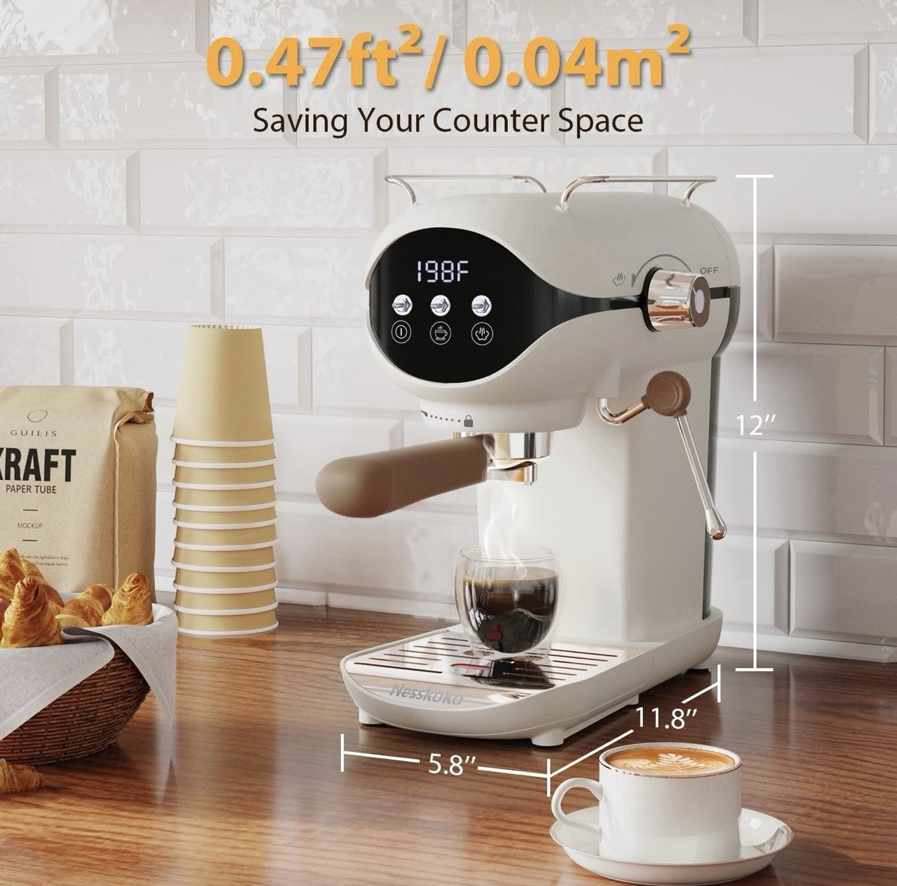 Nesskoko Espresso Machine, 20 BAR Pump Temperature Control Open box. See photos