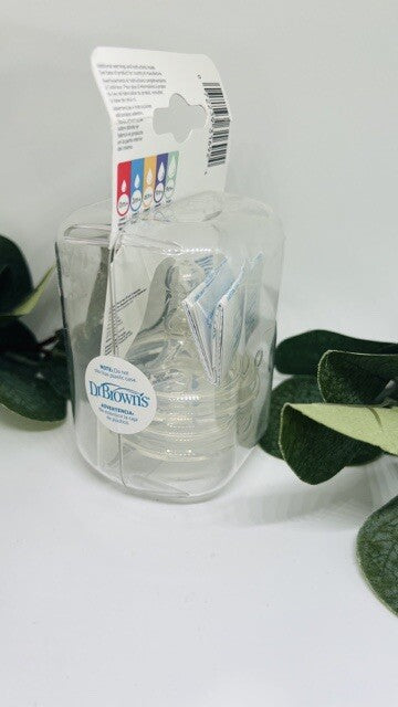 Dr Brown's Level 3 + Wide Neck Baby Bottle Nipple 6m+ Fast Flow 2 pack