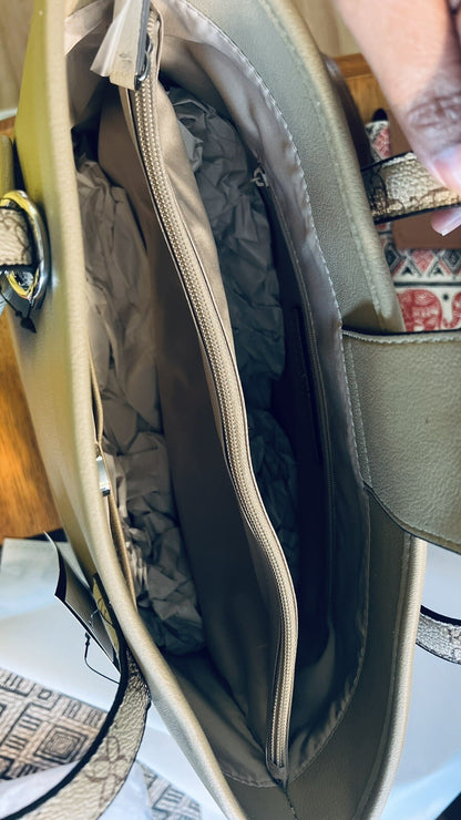 Nine West Jodie Carry all Logo Tote Bag/ Mushroom Multi NWT