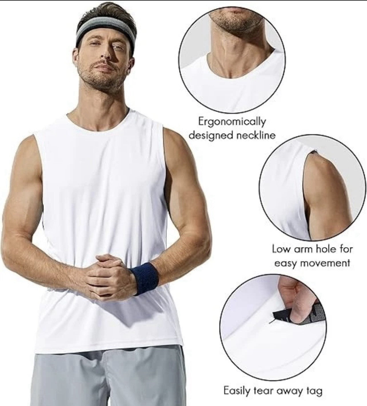 Haimont Men's Workout Tank Top Dry Fit UPF 50. 1 Black and 1 Gray. Size - L