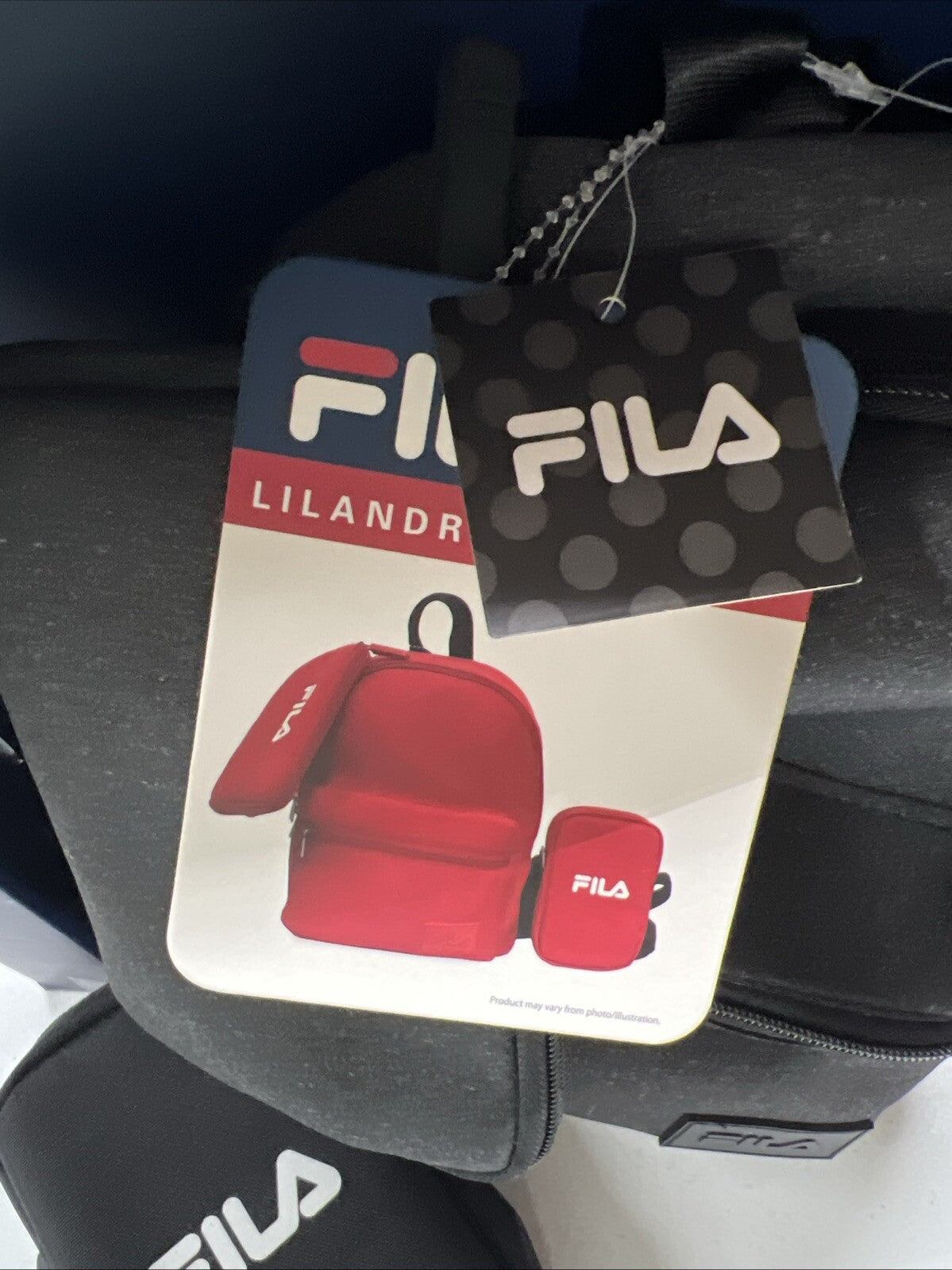 Fila Unisex Lilandra Backpack Gray Black With Pouch Medium 3-pc Set Backpack NWT