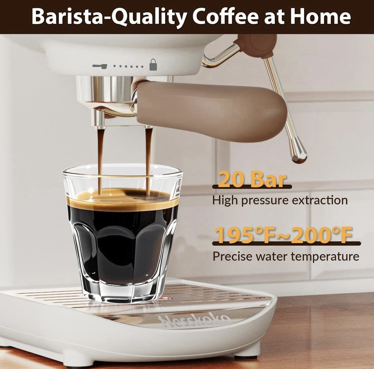 Nesskoko Espresso Machine, 20 BAR Pump Temperature Control Open box. See photos