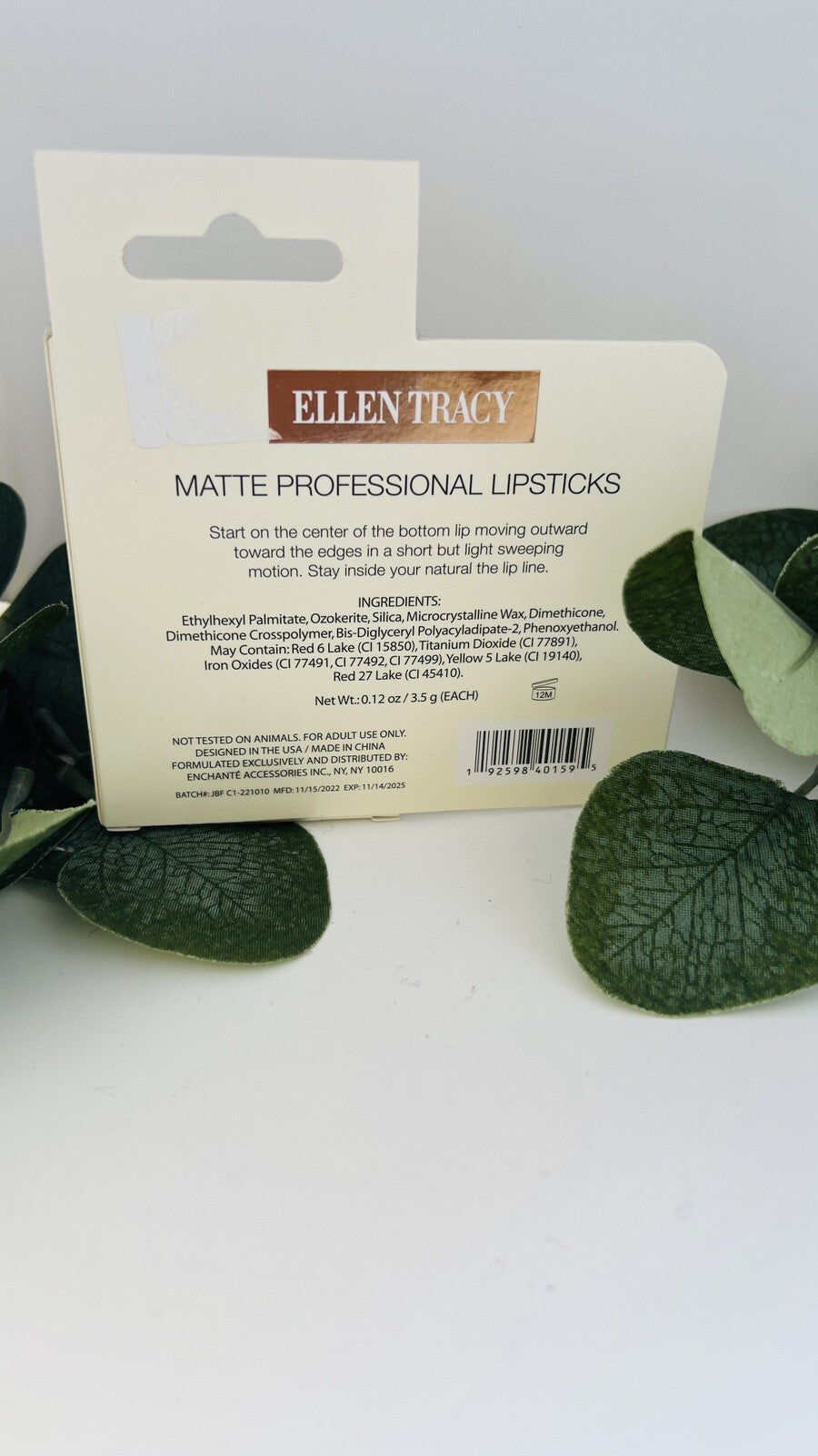 NEW Ellen Tracy Matte Professional Lipstick Duo Champagne & Deep Rose 7g 