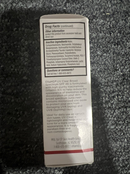 Elta MD UV Clear Broad-spectrum Facial Sunscreen SPF46 1.7oz Exp 6/2027 New Box