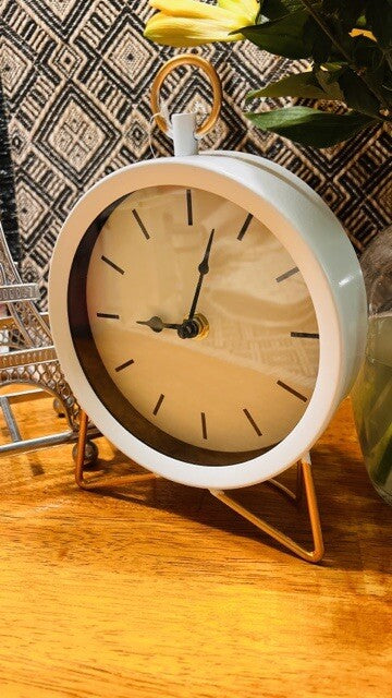 Retro Desk Clock,  Coppe and White 5.9x2.4x8.26 in NEW