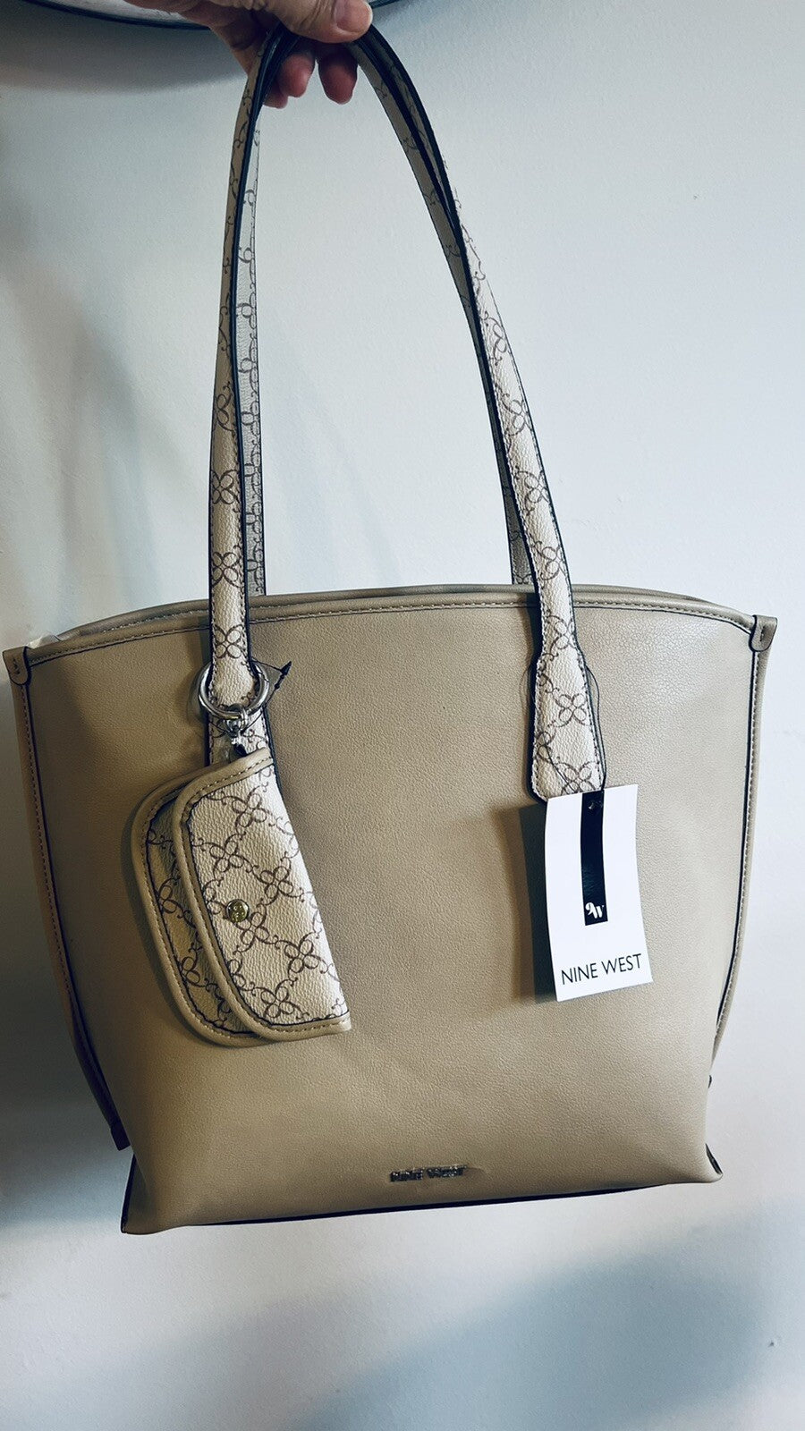 Nine West Jodie Carry all Logo Tote Bag/ Mushroom Multi NWT