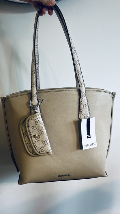 Nine West Jodie Carry all Logo Tote Bag/ Mushroom Multi NWT