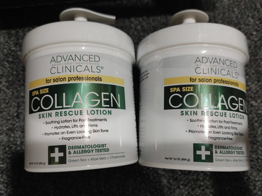 2x Advanced Clinicals Spa Size Collagen Skin Rescue Lotion 16 Oz (454g)