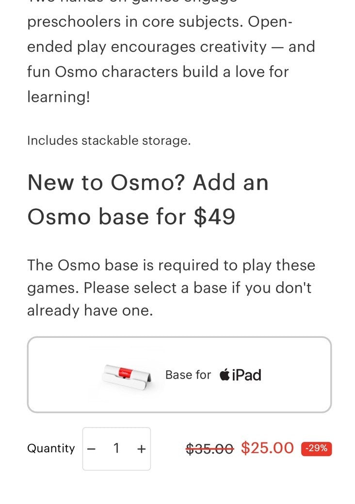 Osmo Little Genius Sticks & Rings Starter Kit for iPad NEW  w/Osmo base MSRP $64