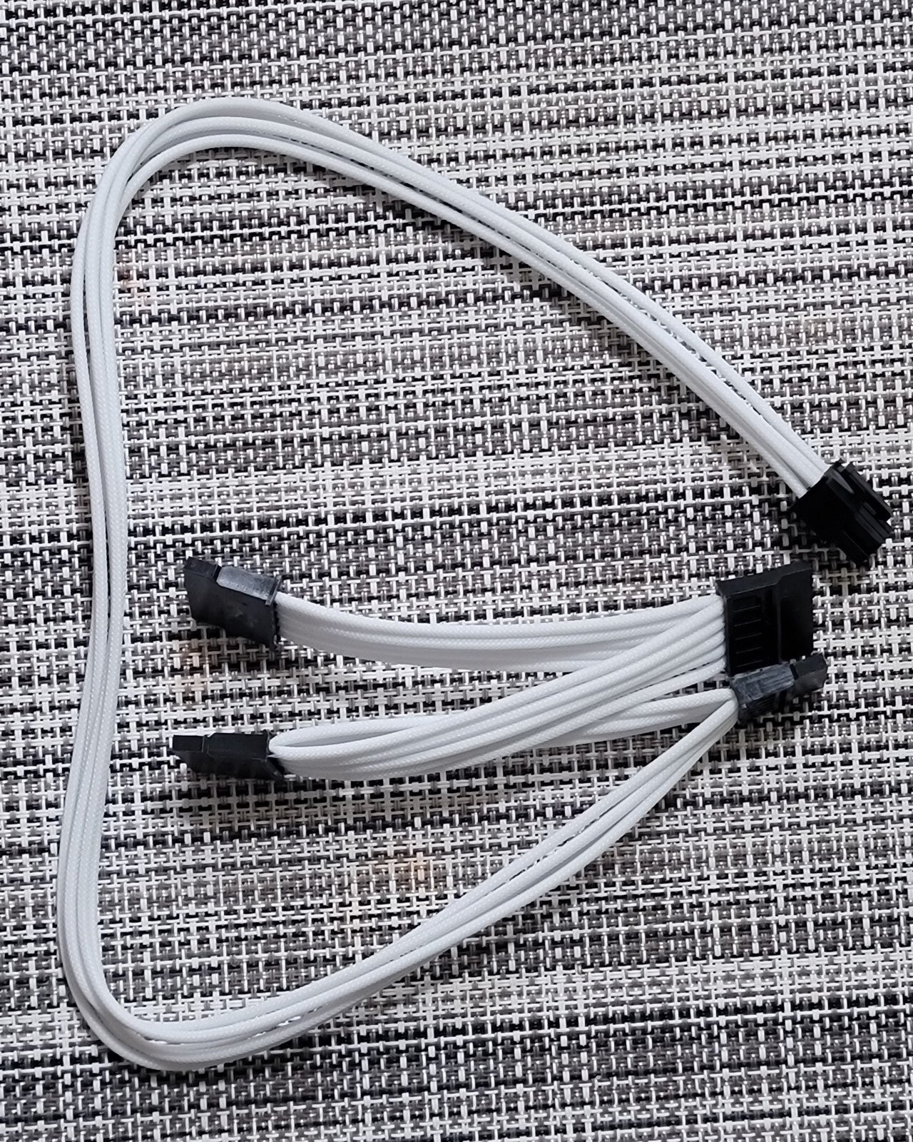 PSU Extension Cable PC Power Supply Cable, Soft Nylon Braided White