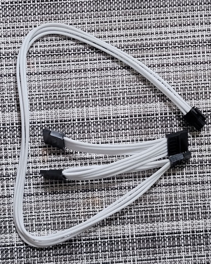 PSU Extension Cable PC Power Supply Cable, Soft Nylon Braided White