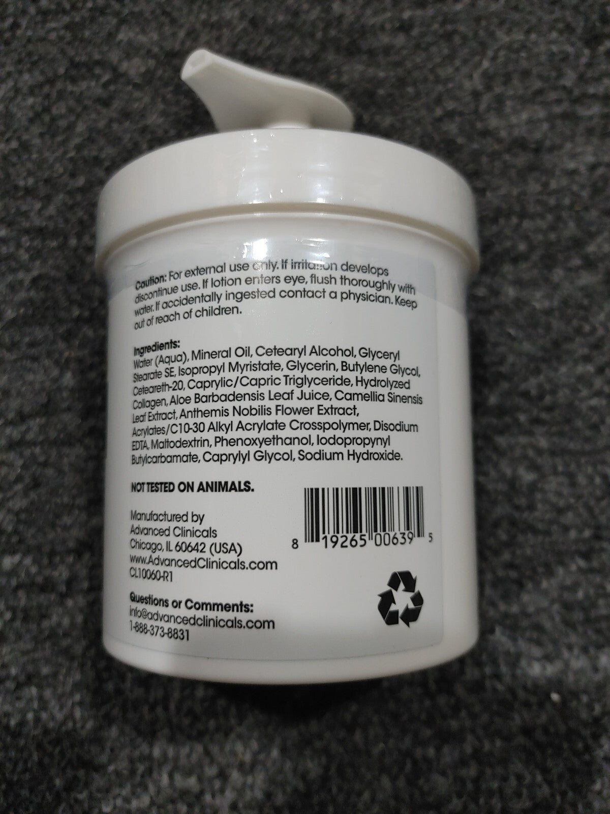 Advanced Clinicals Spa Size Collagen Skin Rescue Lotion 16 Oz (454g)