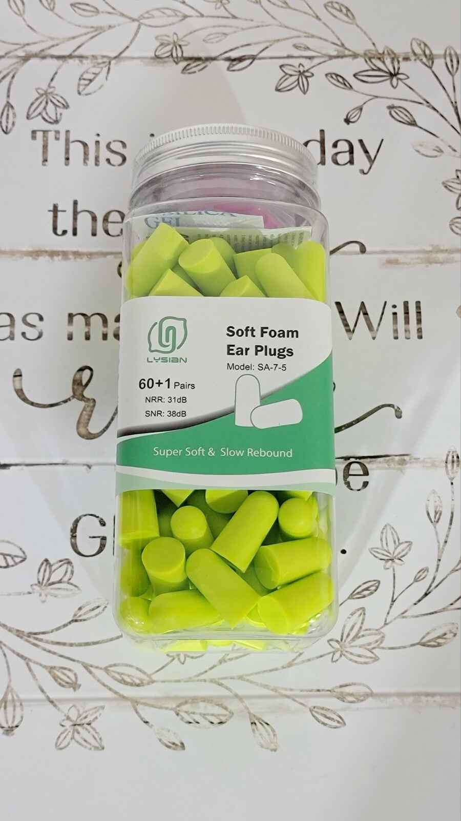 Lot of TWO Lysian Ultra Soft Green Foam Earplugs 60 x 2 = 120 Pairs 38dB SNR