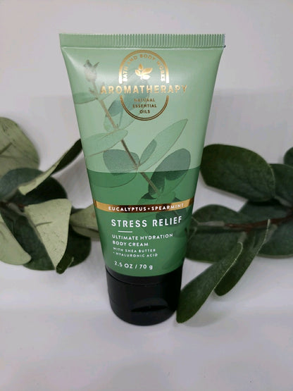 Bath & Body Works STRESS RELIEF  2.5 oz. BODY CREAM Tube & 1 oz. OIL MIST Spray
