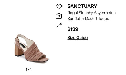 Sanctuary Regal Slouchy Asymmetric  Desert Taupe Sz 8.5 Wood Block Heel MSRP$139