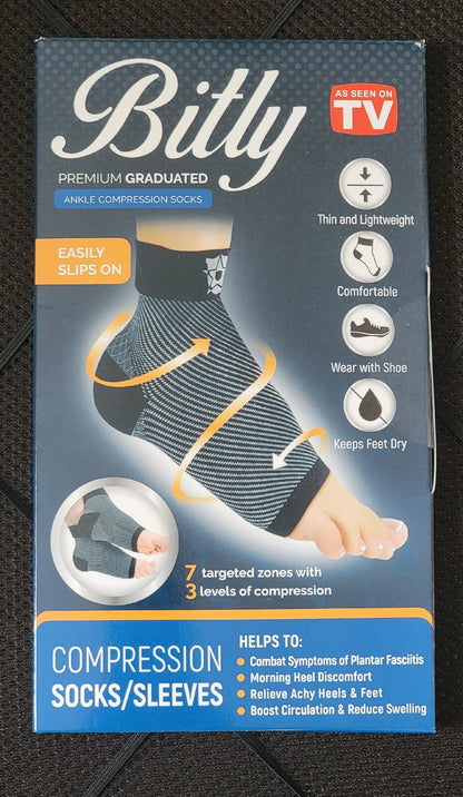 Bitly Plantar Fasciitis Socks Premium Ankle Support foot Compression NIB