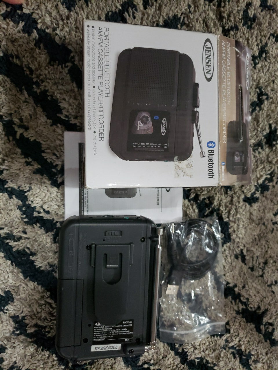 JENSEN MCR-75 Personal Cassette Player/Recorder with AM/FM Radio Manual Included