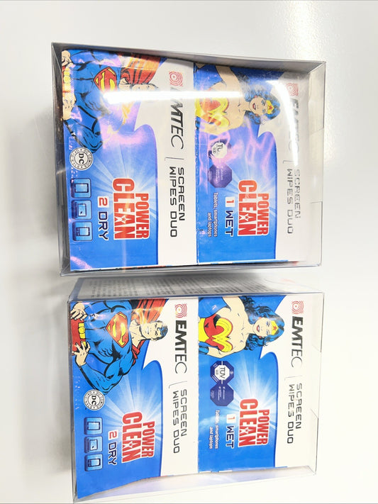 2 Superman Emtec Screen Cleaning Wipes 10 pk W/O Alcohol Tablets Phone TV Laptop