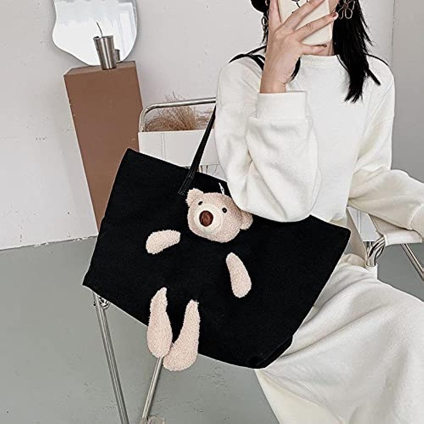 Teddy Bear Tote Bag- Mommy Bag/ shoulder Bag /cute Weekender Bag For Teens