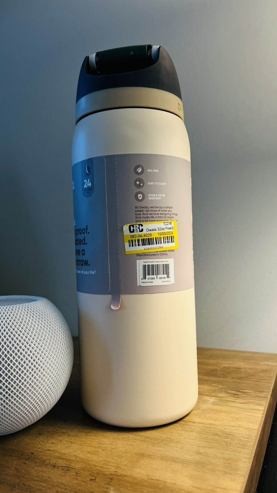 Owala FreeSip Stainless Steel Water Bottle 32oz  Color: Sandy Shores MSRP$80 NWB
