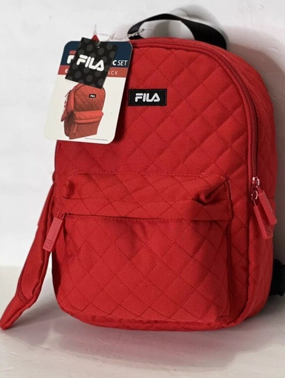 Fila Womens Backpack Red Quilt With Pouch Medium Eileen 2-pc Set Backpack NWT