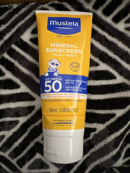 Mustela Baby-Child Mineral Sunscreen Face Plus Body SPF 50 3.38 FL oz Ex 05/24