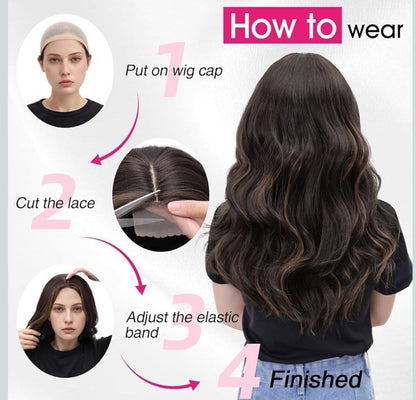 Black Wigs for Women 18 Inch Middle Part Medium Length Short Curly Wavy Wigs,...