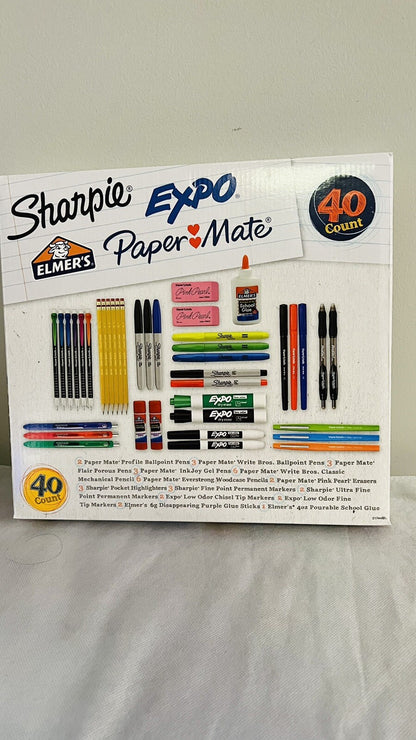 Sharpie/Expo/ Elmer's &Paper Mate 40-pc School Office Supply Set Kit NEW