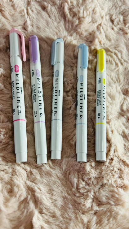 ZEBRA MILDLINER Double-Ended Highlighters 5-pc Set New w/o Box