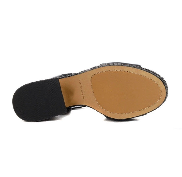 Vince Camuto Ranneli Black Two Tone Snake Leather Espadrille Sandals
