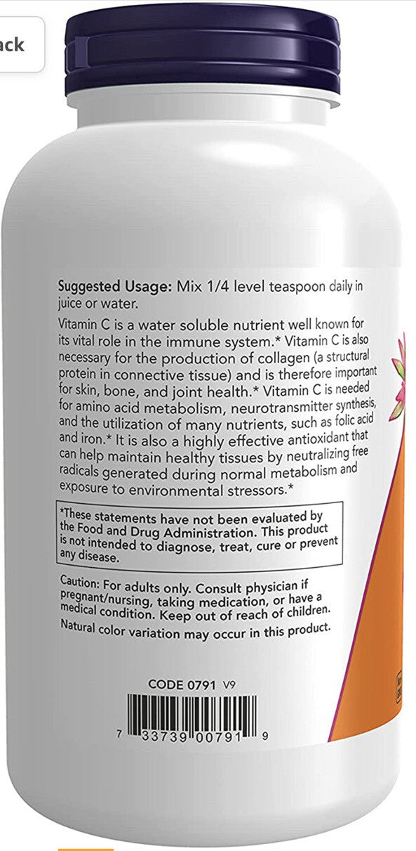 Now vitamin c crystals ascorbic acid Antioxidant protection 1 LB New