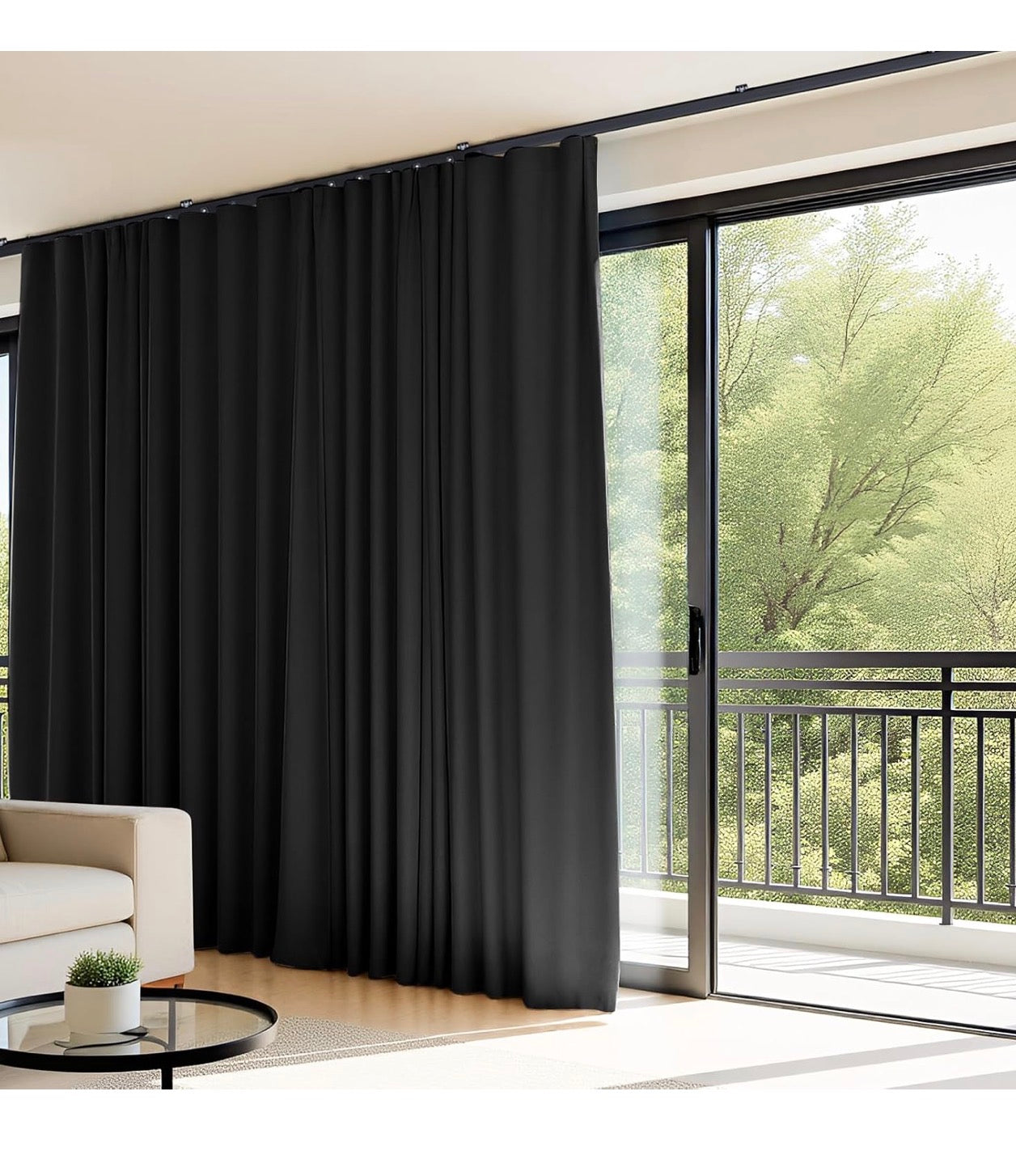 Ranbolite Curtain Room Dividers 120"x84" Black