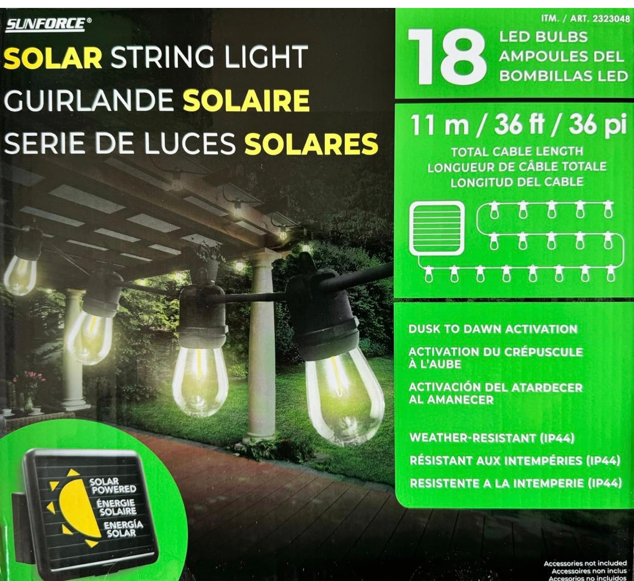 Sunforce Solar String Lights 18 Open Box