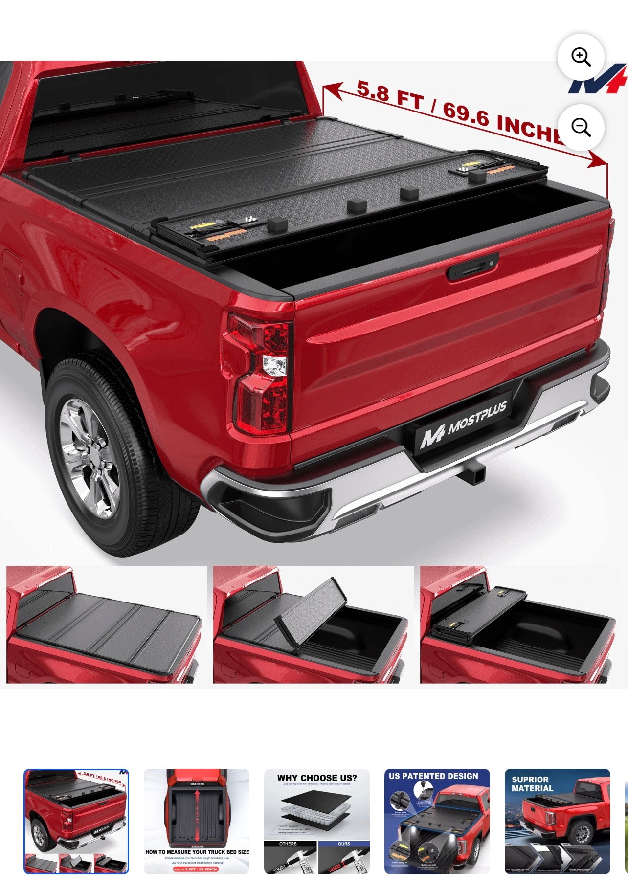 MOSTPLUS 5.7FT/5.8FT 4-Fold Hard Bed Tonneau Cover for 2019 2020-2026 Silverado Sierra 1500 2500HD 3500HD