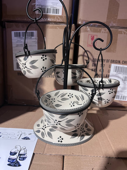 Temp-tations Ramekins Fondue tree for sauces, altar tree to hold crystals, Dipping sauce or appetizer display dishes, Unique herb storage bowls