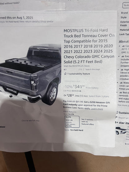 MOSTPLUS 5.7FT/5.8FT 4-Fold Hard Bed Tonneau Cover for 2019 2020-2026 Silverado Sierra 1500 2500HD 3500HD