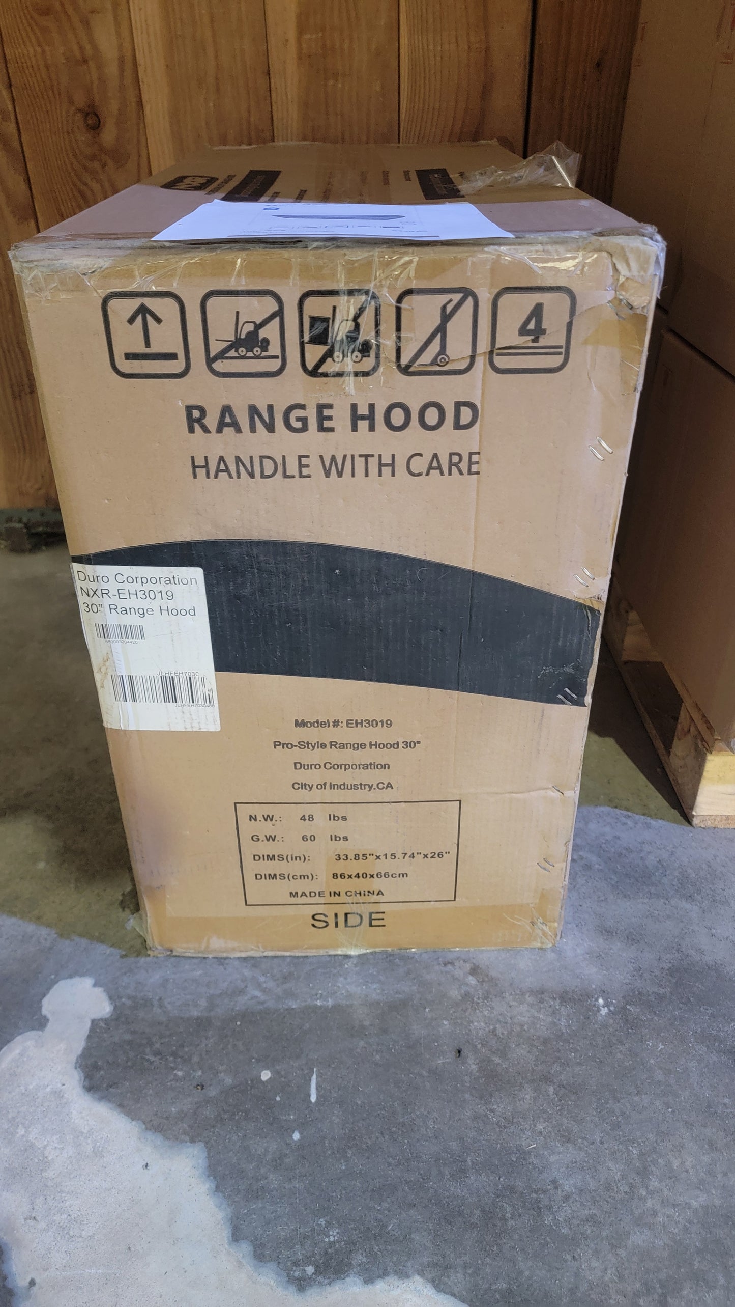 NXR EH Series 30-inch Under Cabinet Range Hood, model number EH3019.