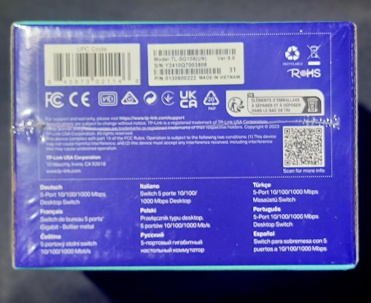 TP Link 5 Port Gigabit Switch